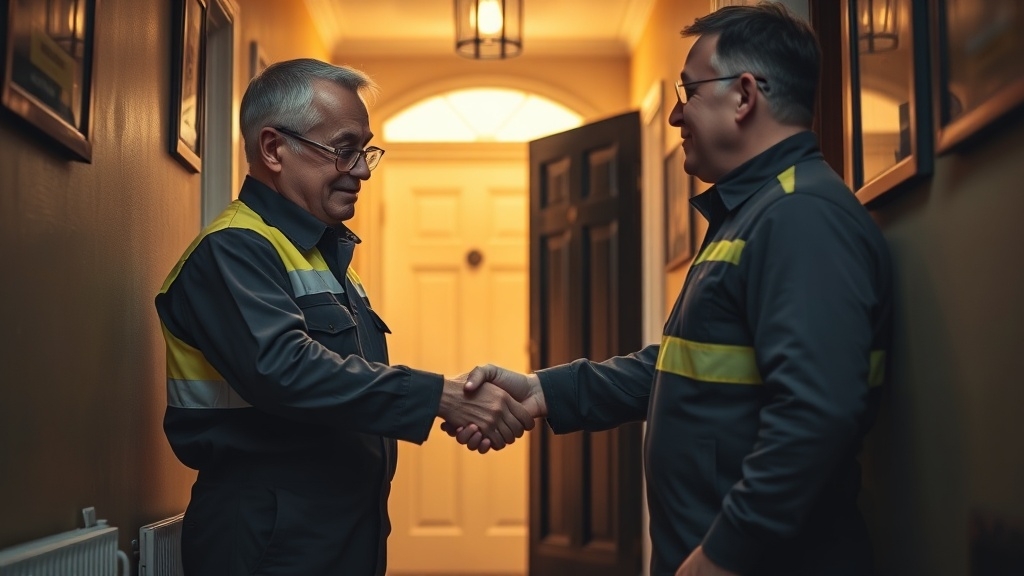 Engineer shaking hands with a South Norwood homeowner after locating their leak